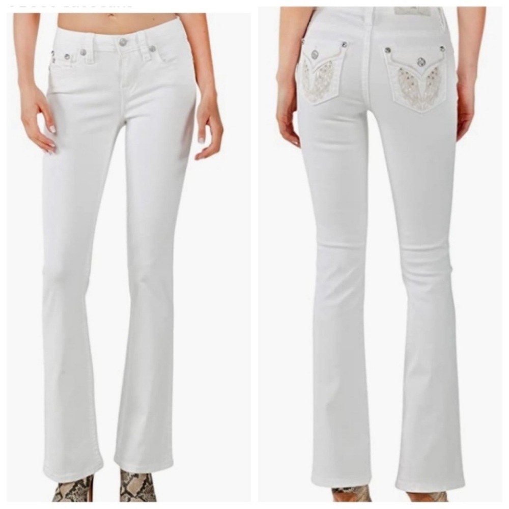 Miss Me White Bling Flare Jeans